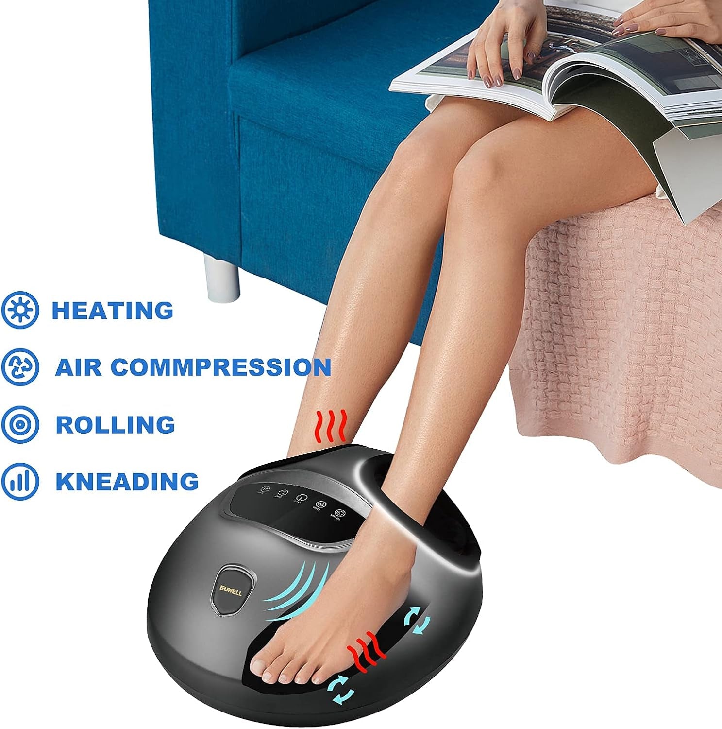 Foot Massager Machine with Heat, Shiatsu Deep Kneading, Multi-Level Settings,Air Compression for Women Men, Remote Control,Black