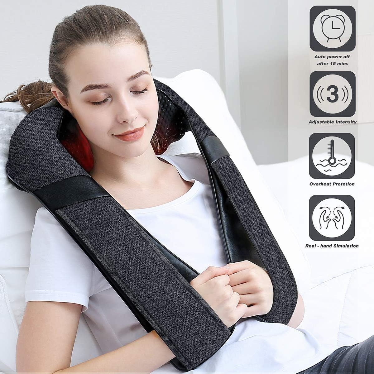 Massager with Heat - Deep Tissue Neck, Back & Shoulder Pain Relief - Ergonomic