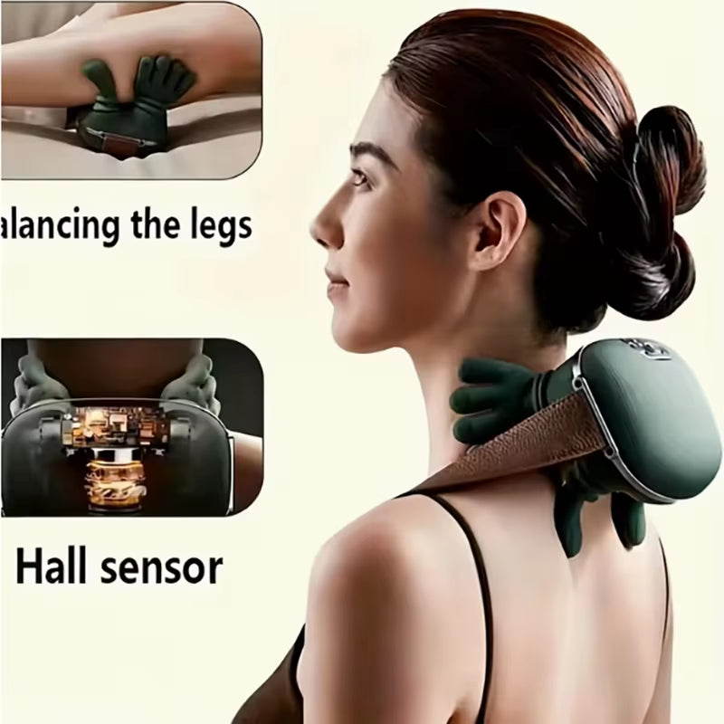 1Pc Neck and Shoulder Massager, Electric Neck Massager with Finger Massager, Wireless Professional Neck and Shoulder Massager, W