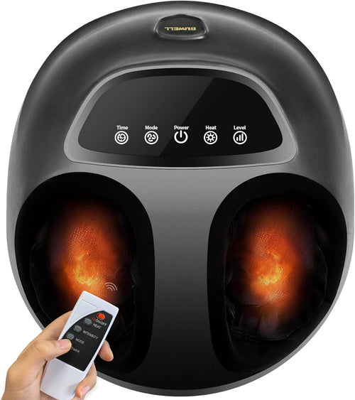Foot Massager Machine with Heat, Shiatsu Deep Kneading, Multi-Level Settings,Air Compression for Women Men, Remote Control,Black