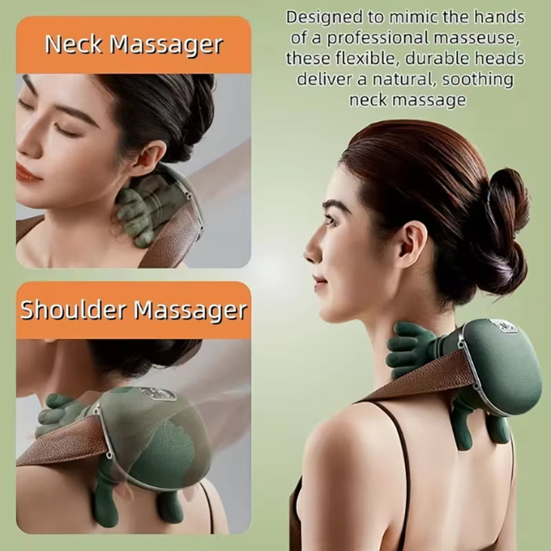1Pc Neck and Shoulder Massager, Electric Neck Massager with Finger Massager, Wireless Professional Neck and Shoulder Massager, W